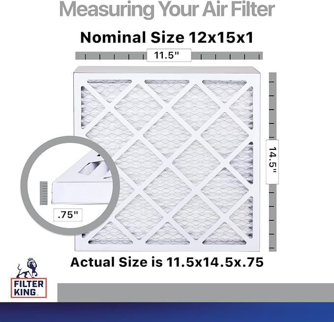 Filter King 12x15x1 Air Filter | 4-PACK | Carbon MERV 8 HVAC Pleated A/C