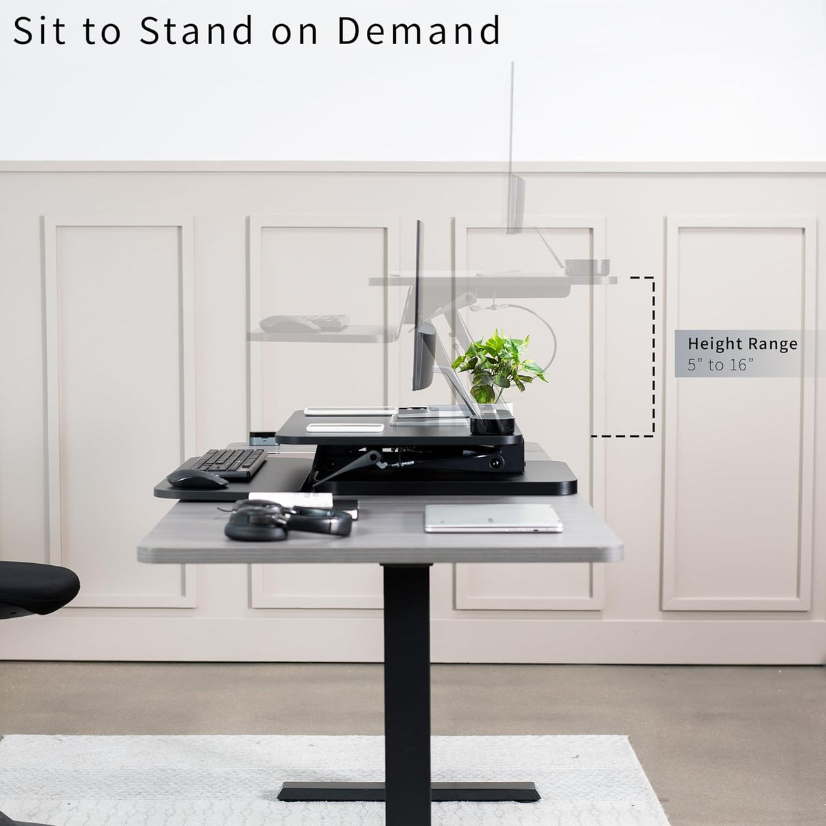 VIVO 25 in Standing Desk Converter, Keyboard & Mouse Tray