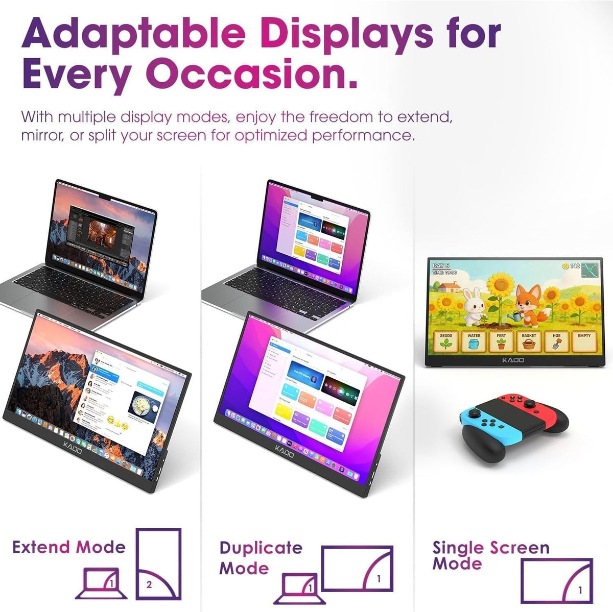 Kado 15.6" FHD Portable Monitor for Laptop 1080p Second Display IPS