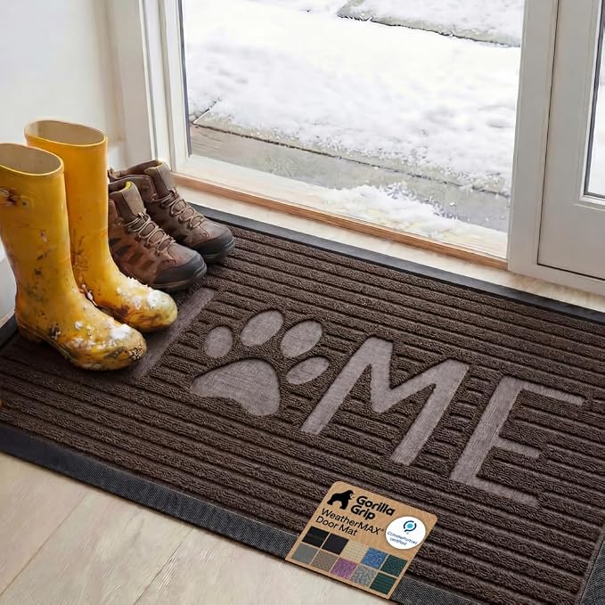 GORILLA GRIP 100% Waterproof All-Season WeatherMAX Doormat, US Designed Natural