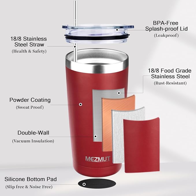 MEZMUT 20oz Insulated Tumbler Cup Travel Coffee Mug
