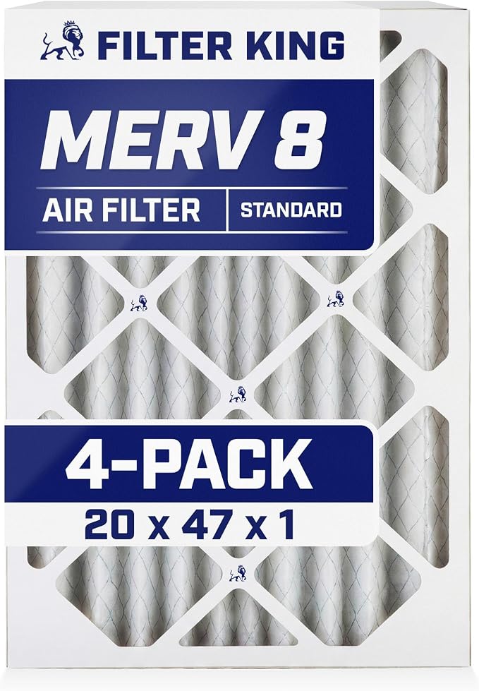 Filter King 20x47x1 Air Filter | 4-PACK | MERV 8 HVAC Pleated A/C Furnace