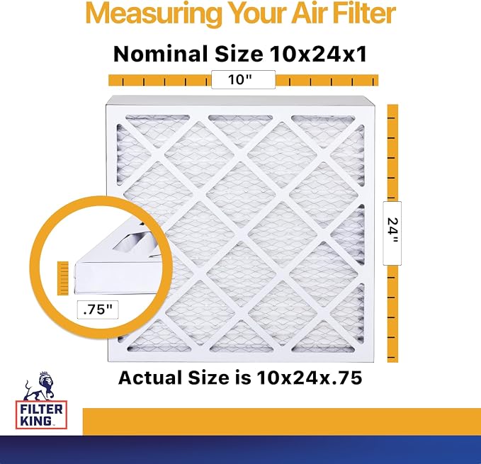 Filter King 10x24x1 Air Filter | 4-PACK | MERV 13 HVAC Pleated A/C Furnace