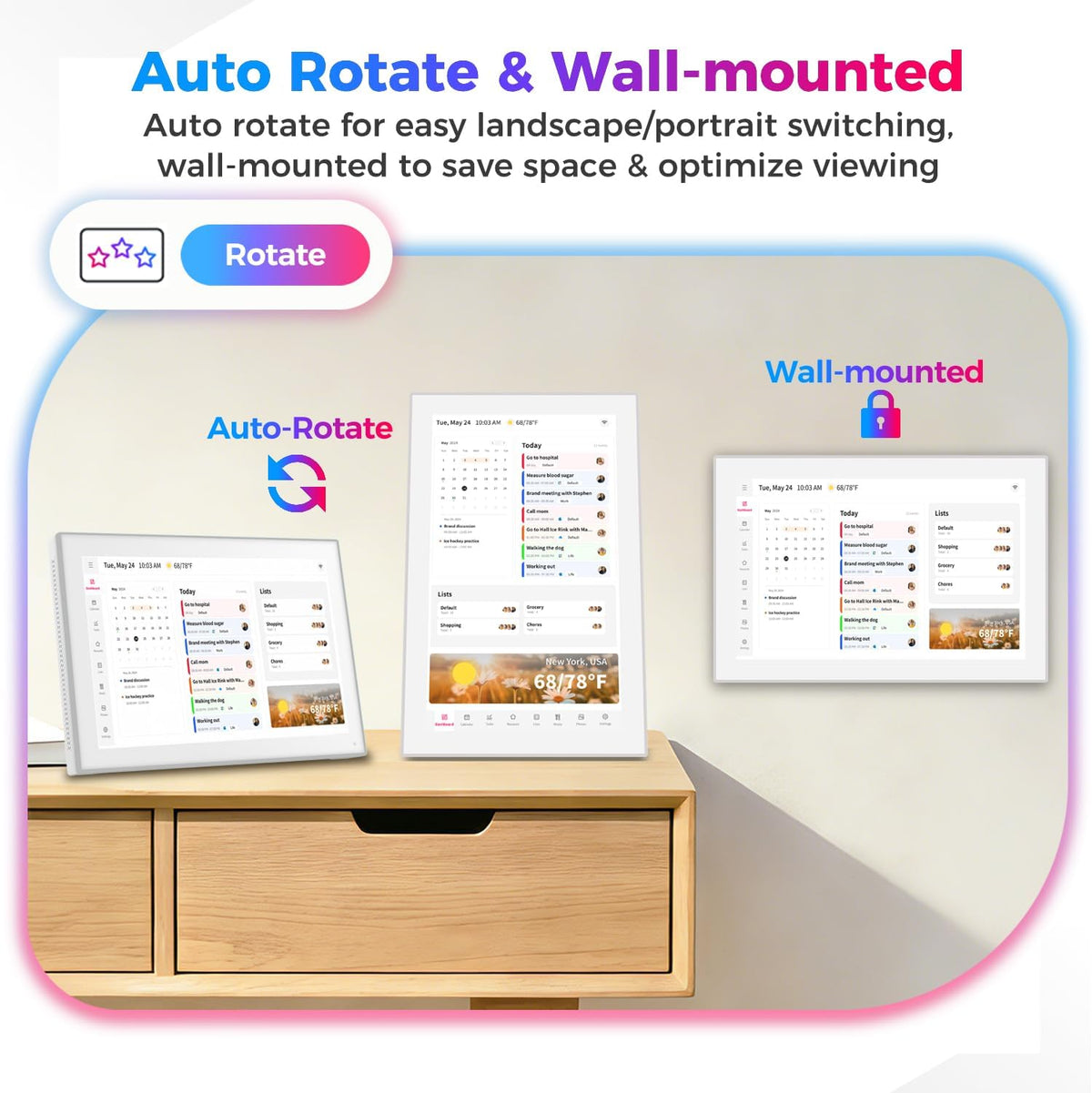 DXMART 10.1" Digital Calendar & Chore Chart, LED Reminder Light, Smart Touchscreen Interactive Display for Family Schedules, Digital Photo Frame Functon, Wall & Desk Mountable, Great for Organizing Your 2026 Calendar