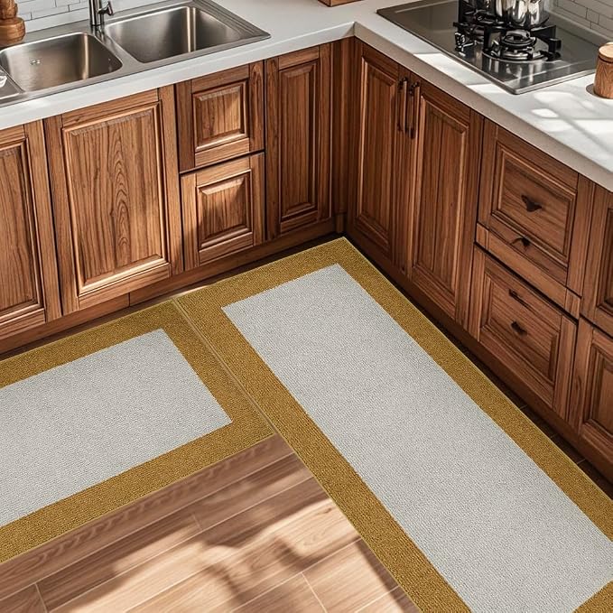 Machine Washable Runner Rugs Set of 2, Non Slip Kitchen Mats