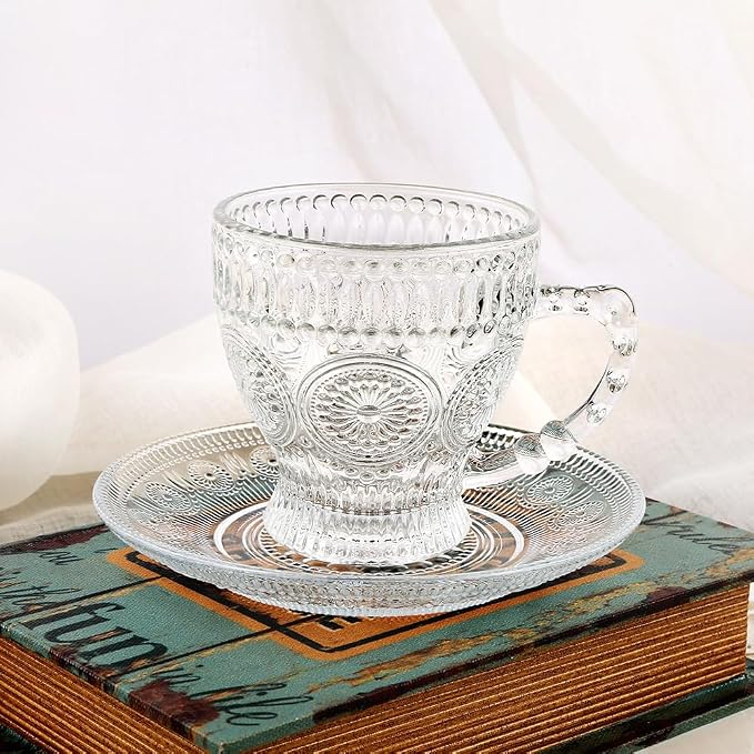 Kingrol 6-Piece Embossed Glass Mug Set