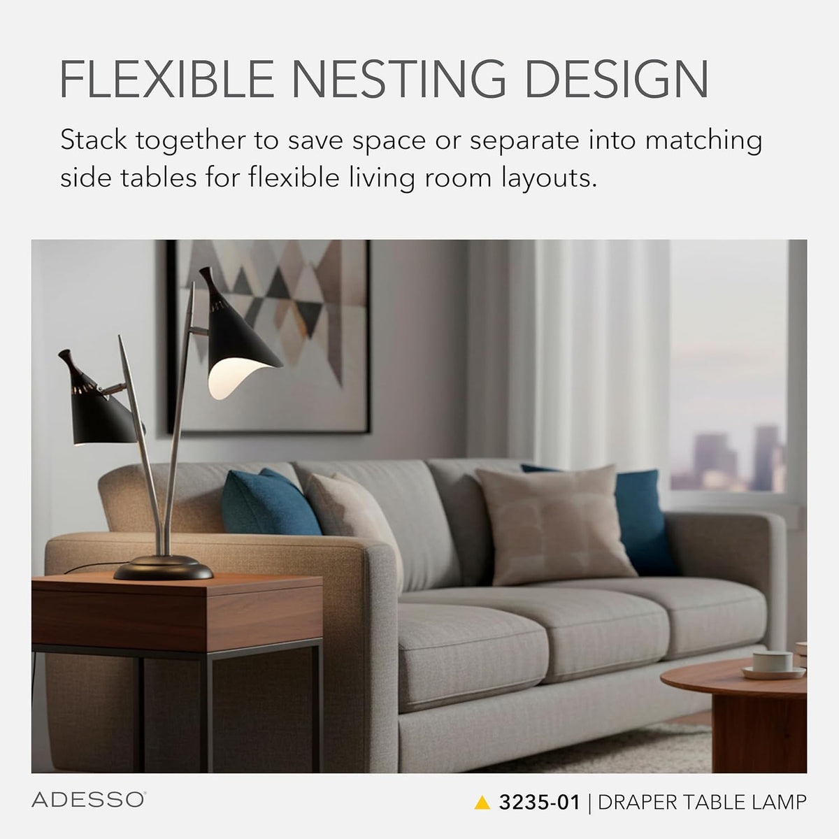 Adesso 2-Light Desk Lamp, Brushed Steel & Black, Adjustable Arms, 22”