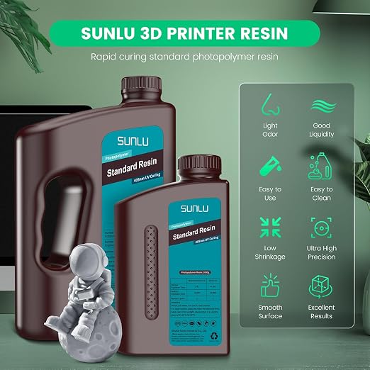 SUNLU 3D Printer Resin 4kg, Fast Curing Standard 3D Resin