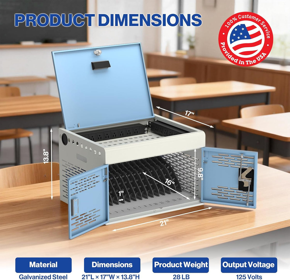 POCHAR 16-Unit Charging Cabinet for Laptops & Tablets