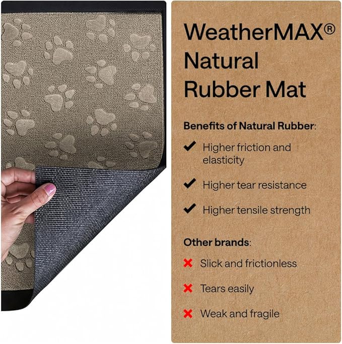 GORILLA GRIP 100% Waterproof All-Season WeatherMAX Doormat 35x23, US Designed