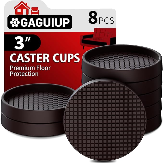 Non Slip Furniture Pads- 3"x3" Round Anti Skid Caster Cups Furniture Coasters
