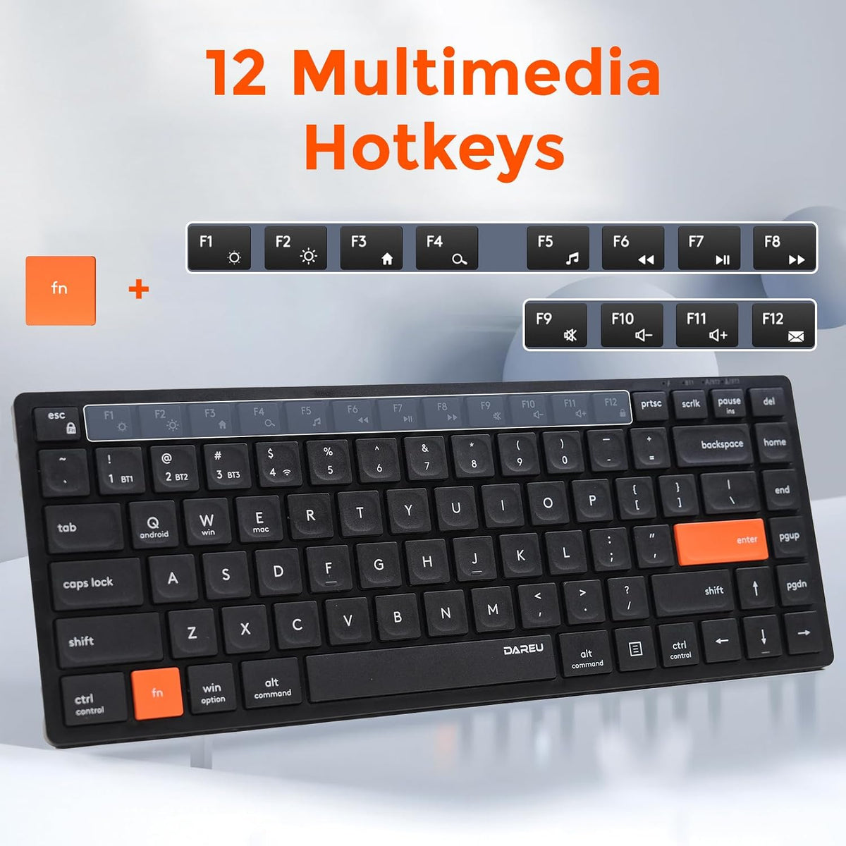 DAREU Wireless Rechargeable Keyboard, Slim Mini Wireless Keyboard