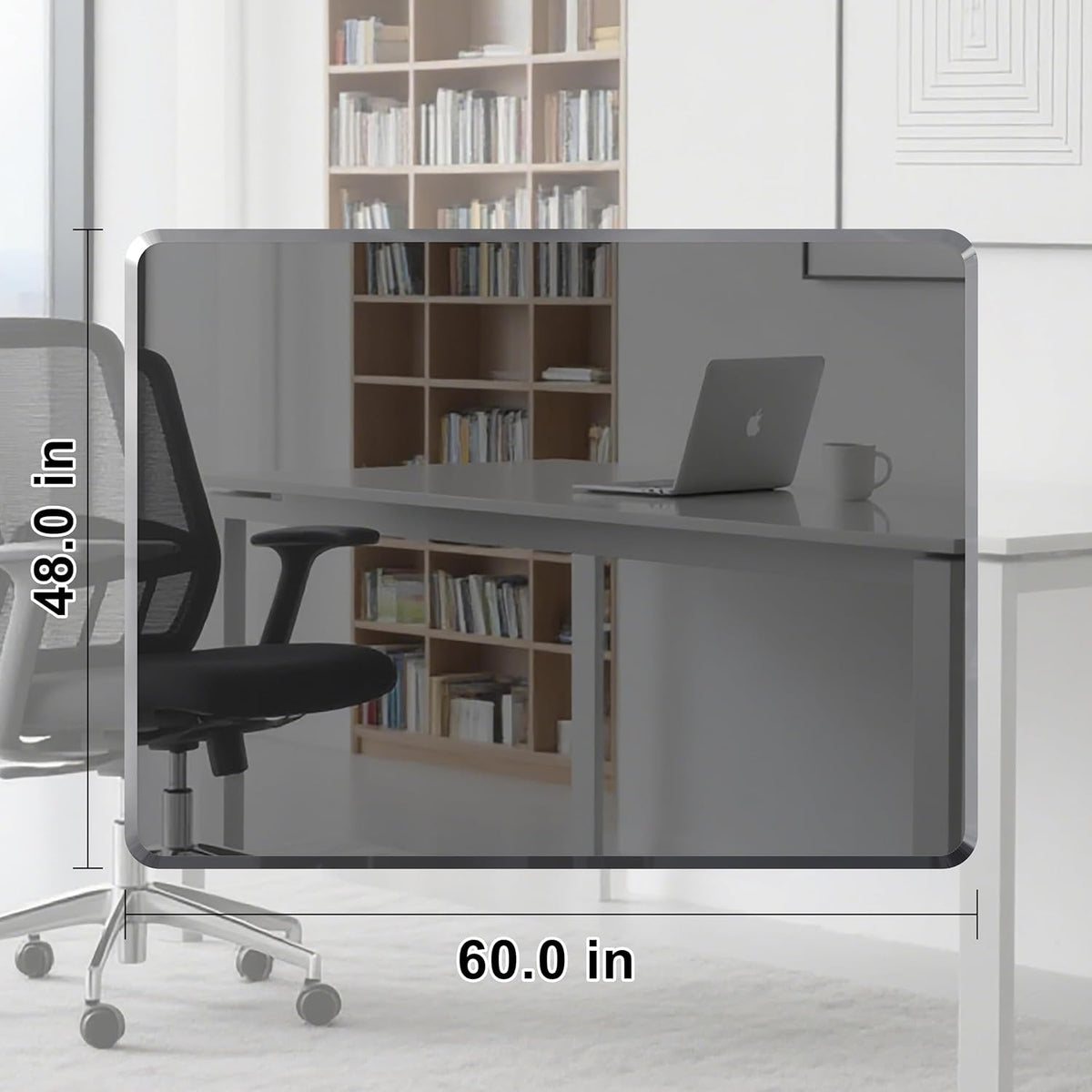 MESAILUP Beveled Edge Office Chair Mat for Carpet or Hardwood Floor Crystal Gray 48" x 60" Clear Chair Mats for Easy Roll On/Off, Hard Heavy Duty and Non-Slip Pad Floor Ultimate Desk Chair Mat