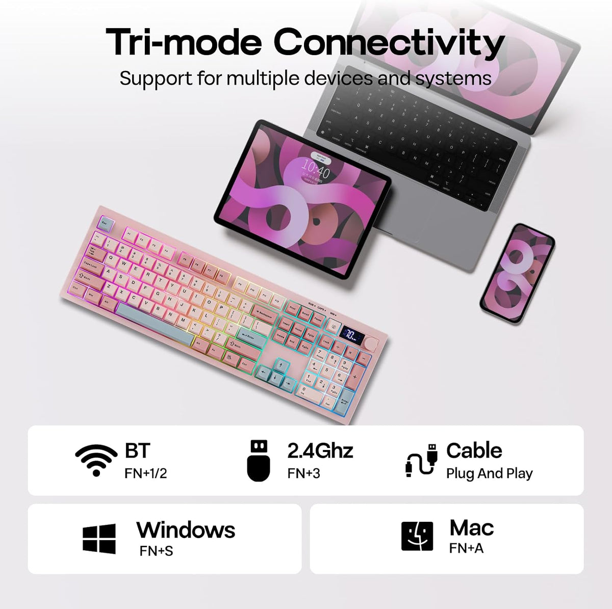 EPOMAKER Aula S102 PRO Membrane Gaming Keyboard w/TFT Screen & Volume Knob