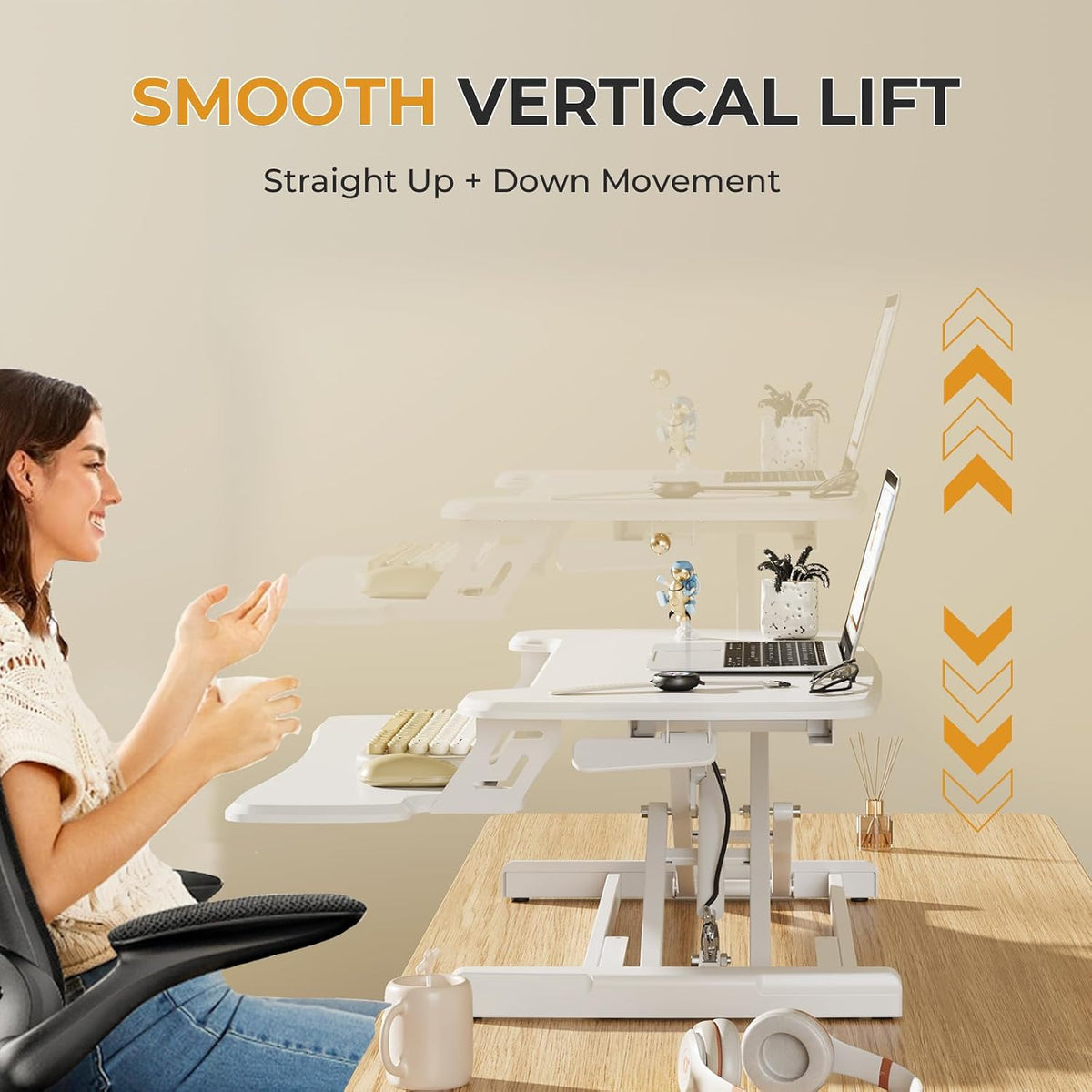 JOY worker Standing Desk Converter, 32" Height Adjustable Desk Riser, White