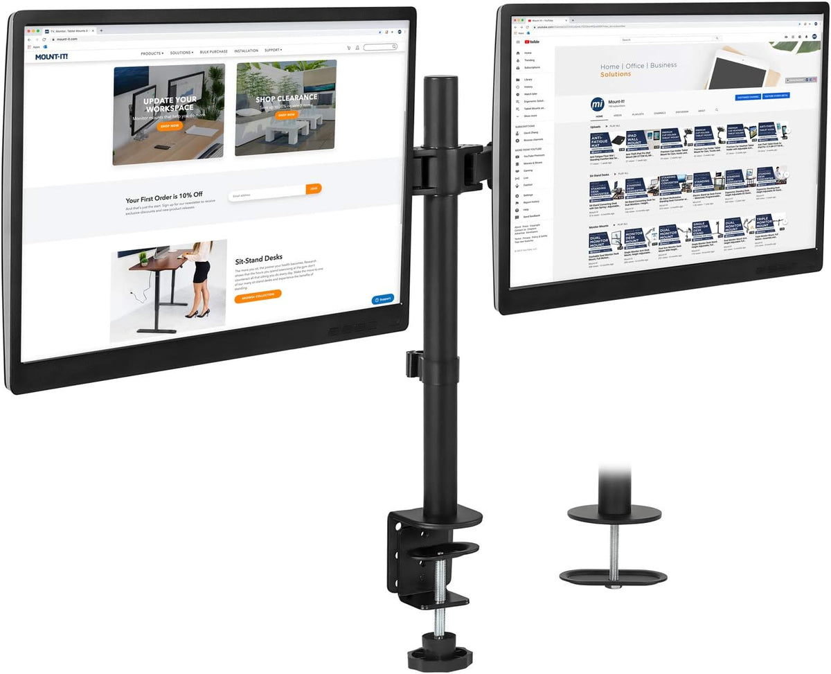 Mount-It! Dual Monitor Desk Stand, 19-32" Screens