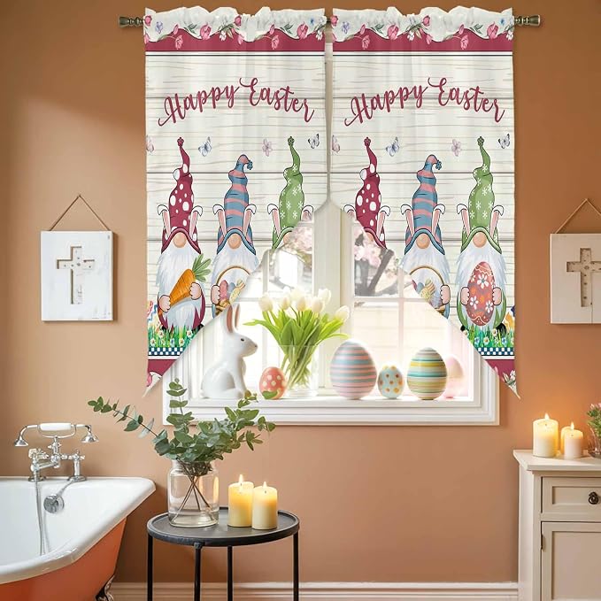Swag Curtain, Happy Easter Gnomes