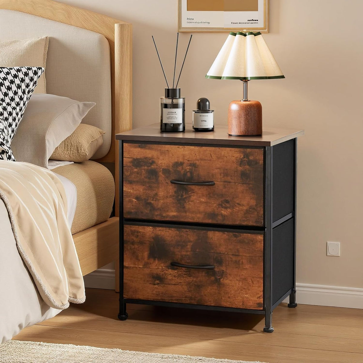 Nightstand Set of 2 Small 2 Drawer Dresser End Table Bedside Furniture