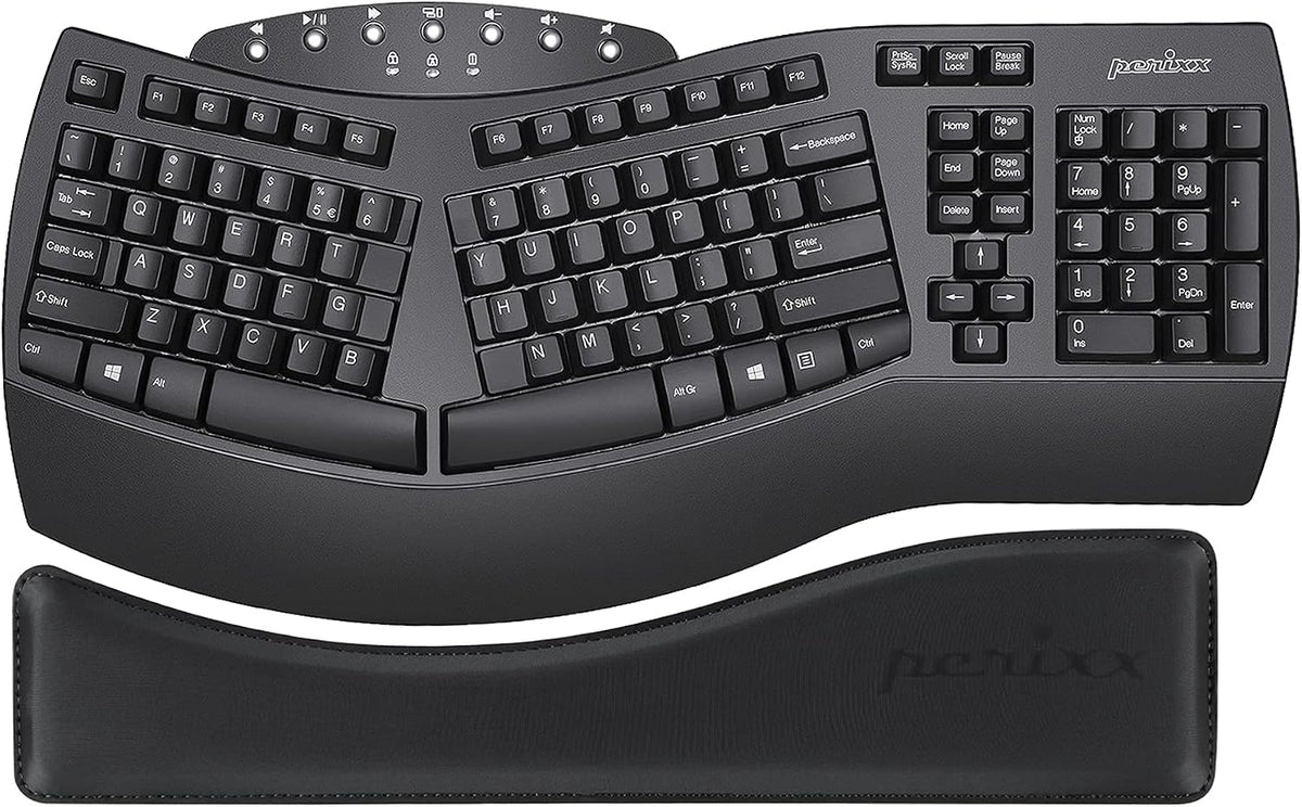 Perixx Wireless Ergonomic Keyboard with Gel Wrist Rest Bundle