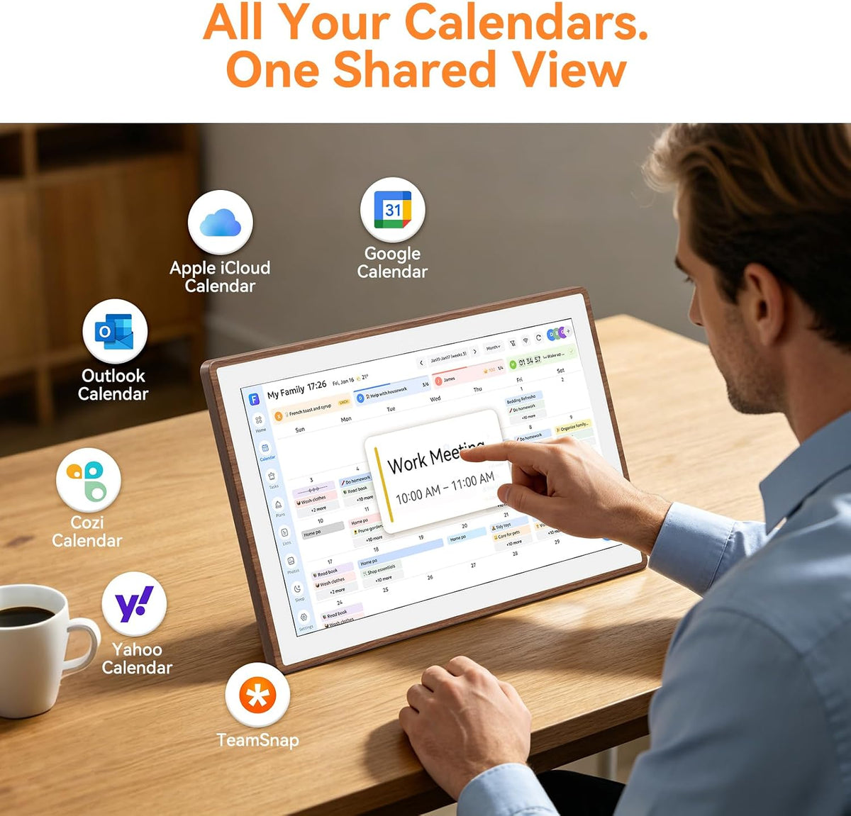 21.5" Smart Digital Calendar - Family Hub Planner (Walnut)