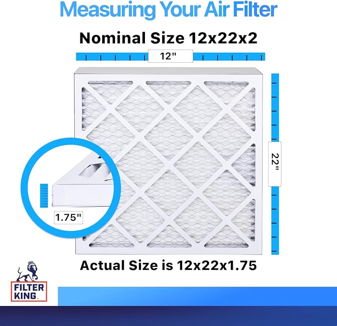 Filter King 12x22x2 Air Filter | 4-PACK | MERV 8 HVAC Pleated A/C Furnace