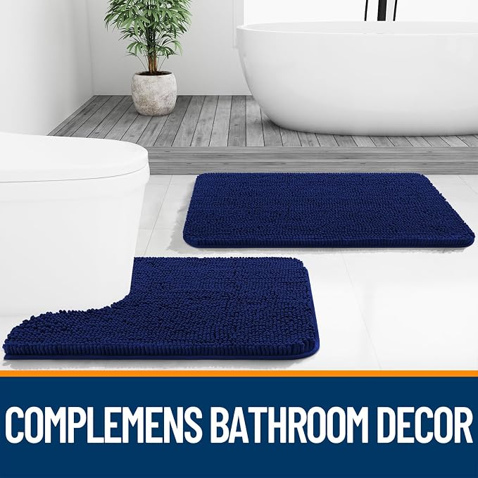 OLANLY Bathroom Rugs 32x20, Extra Soft Absorbent Chenille Bath Rugs, Rubber