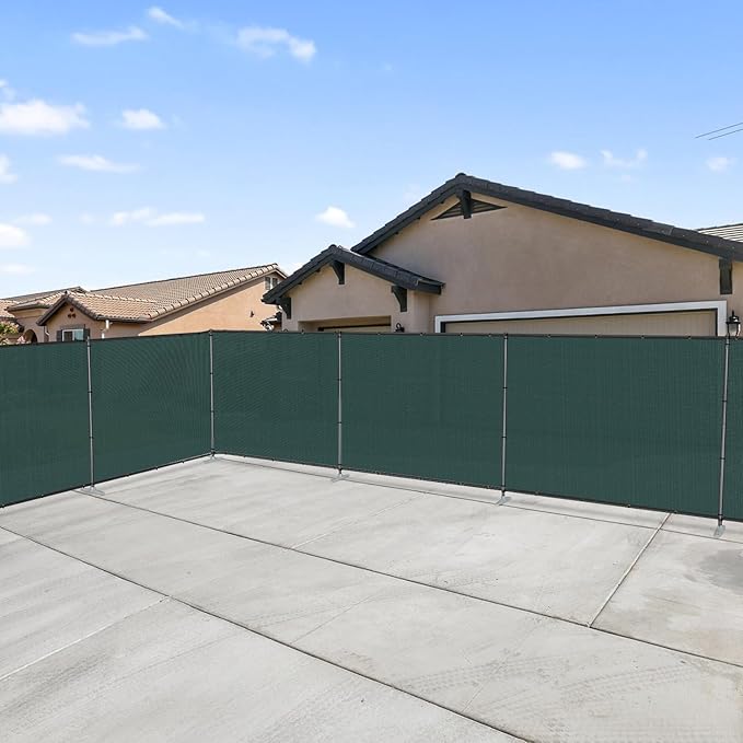 Patio 5' x 66' Outdoor Privacy Screen Freestanding Temporary Fence Panels Net Cover with Metal Poles for Outside Backyard Pool Garden Air Conditioner Fencing, Green