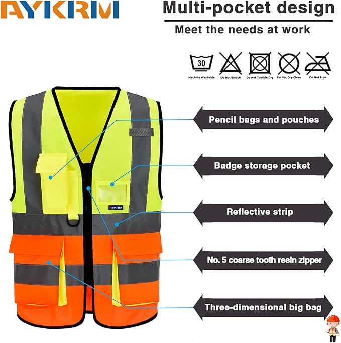A-SAFETY High Visibility Reflective Safety Vest Customize Logo (XS-8XL)