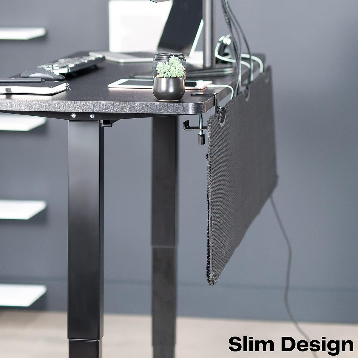 VIVO Black Clamp-on 60 inch Desk Cable Management Sleeve, DESK-SKIRT-60P