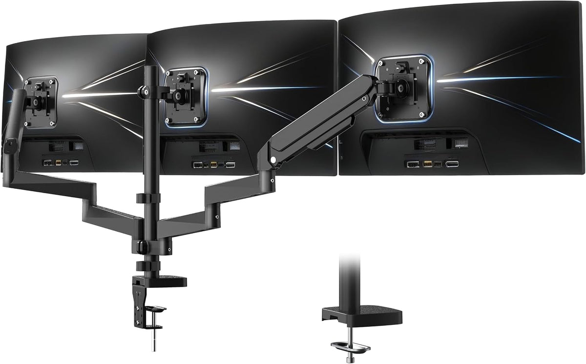Triple Monitor Mount for 13-32" Screens, Monitor Stand with Long Arm