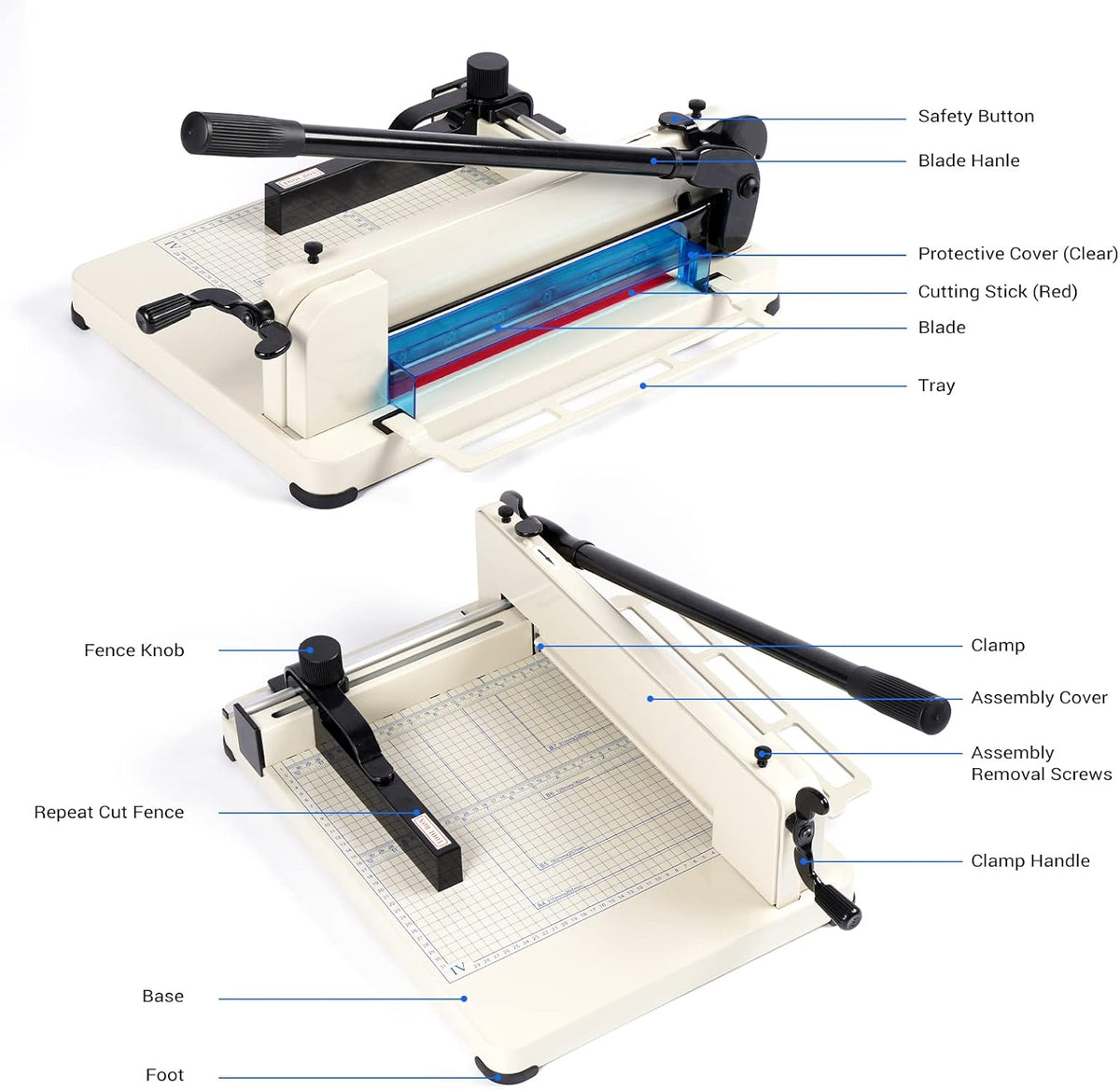 Heavy Duty Paper Cutter,12 inch Guillotine Paper Cutter,Guillotine Paper Cutters and Trimmers Cards Leather with Metal Base for Office Home School (White, a4)