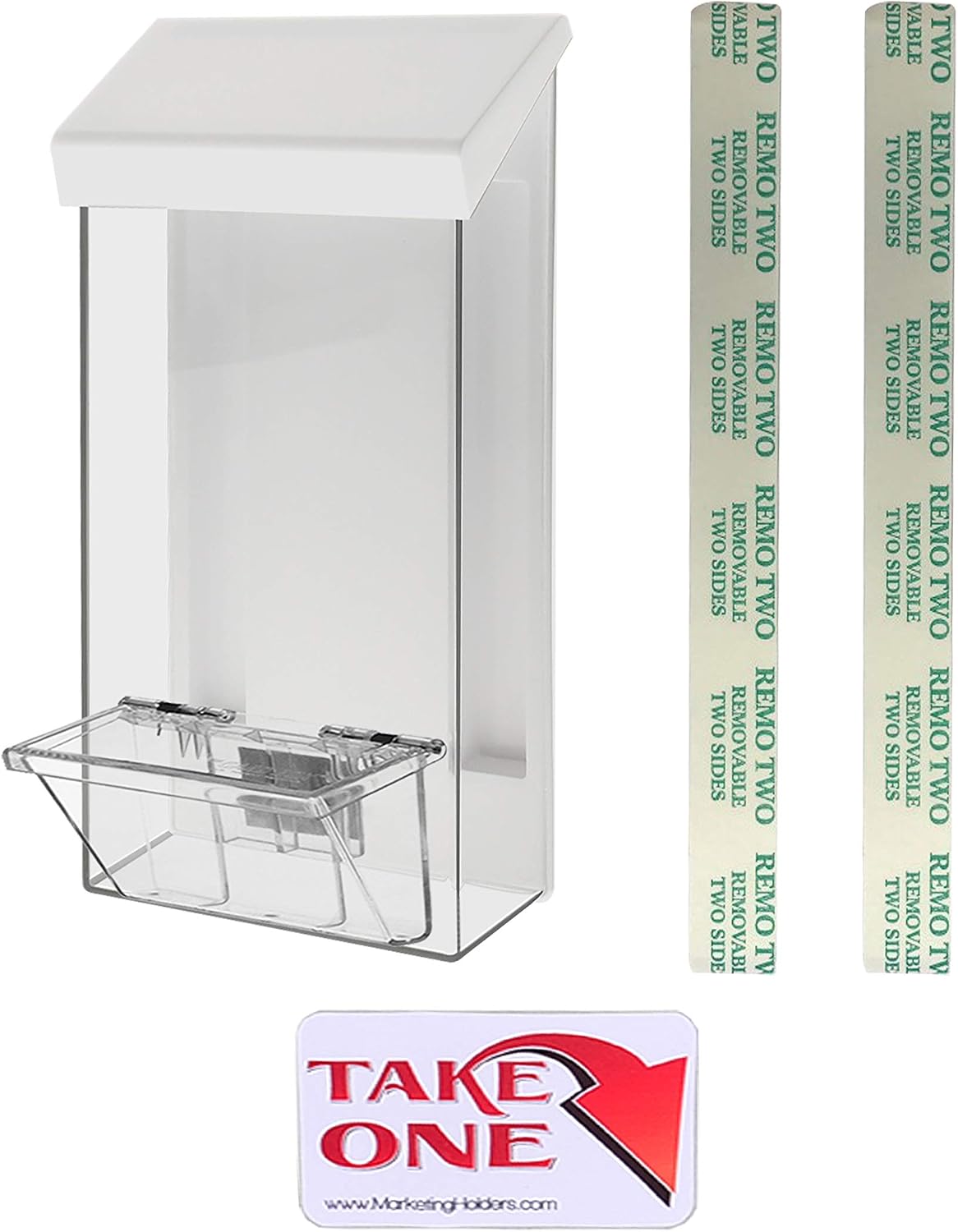 Marketing Holders Outdoor Brochure Holder for 4" x 9" Rack Cards and 3.5" x 2" with White Lid Wall Mount Outside Bin Business Cards Signs or Real Estate Box for Literature Clear Acrylic