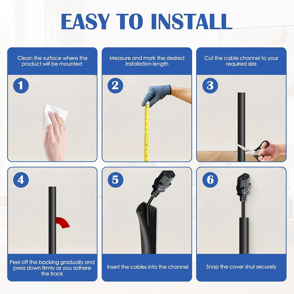 Silicone Cord Hider for Wall,236" Self-Adhesive Wire Hider for Cords,Side Open Cable Raceway Kit for Mounted TV,Flexible Cord Cover Cable Concealer Channel for Home & Office，Cavity 0.63" W x 0.31" H