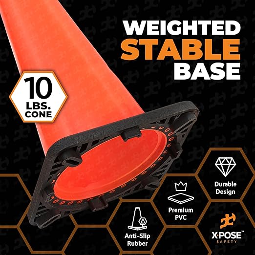 Xpose Safety 36 Inch Orange Traffic Cones- Bulk Full Pallet 252-Pack - Multipurpose PVC Plastic Safety Cone for Parking, Soccer, Caution, Kids and Construction - DOT Approved