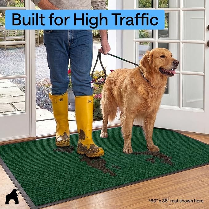GORILLA GRIP Waterproof Traffic Guard Door Mat, Heavy Duty Entryway Mats
