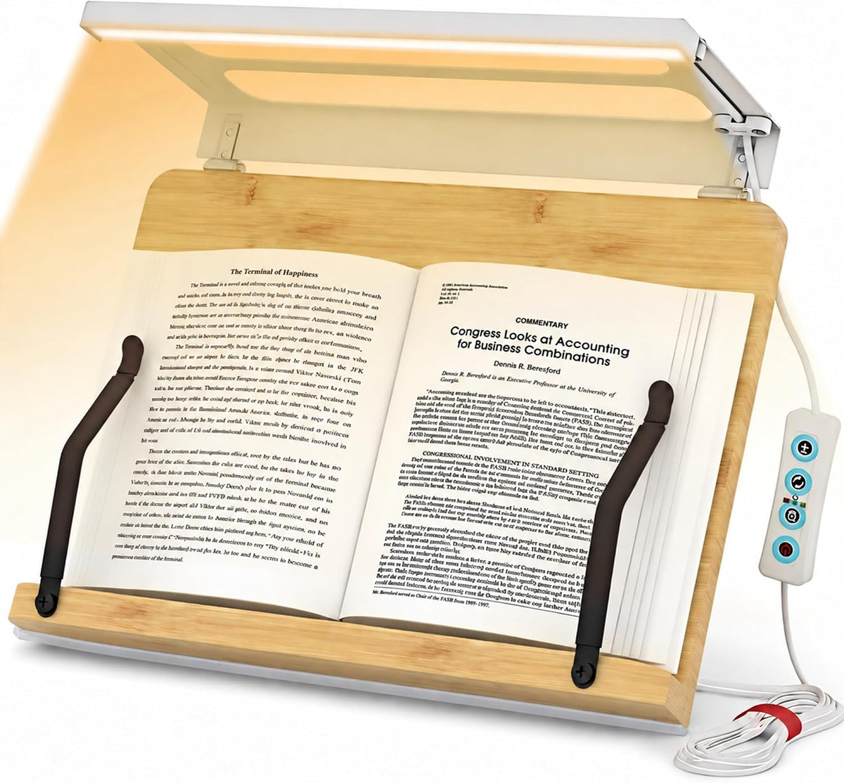 Boyanda Book Stand for Reading – Adjustable & Foldable Book Holder with High CRI 90+ No-Flicker, Eye-Caring LED Light | Anti-Blue Light & Anti-Glare | Hands-Free for Textbooks, Bibles, and Study
