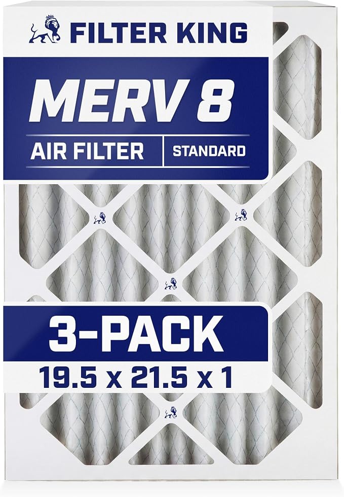 Filter King 19.5x21.5x1 Air Filter | 3-PACK | MERV 8 HVAC Pleated A/C Furnace