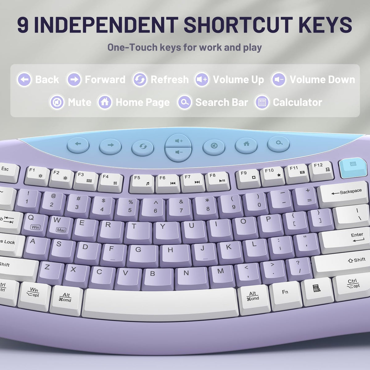 Wireless Keyboard and Mouse Combo Silent Ergonomic Curved Design for Office