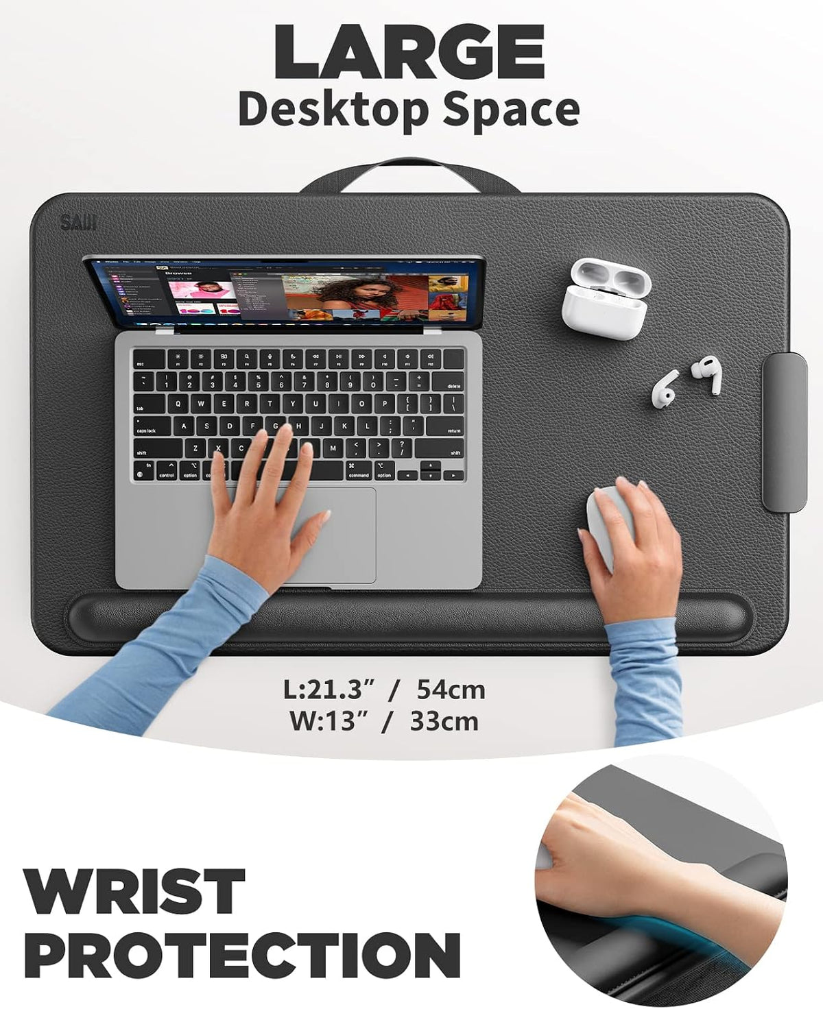 SAIJI Laptop Lap Desk, Portable Laptop Desk for Bed Fits Up to 17" Laptops