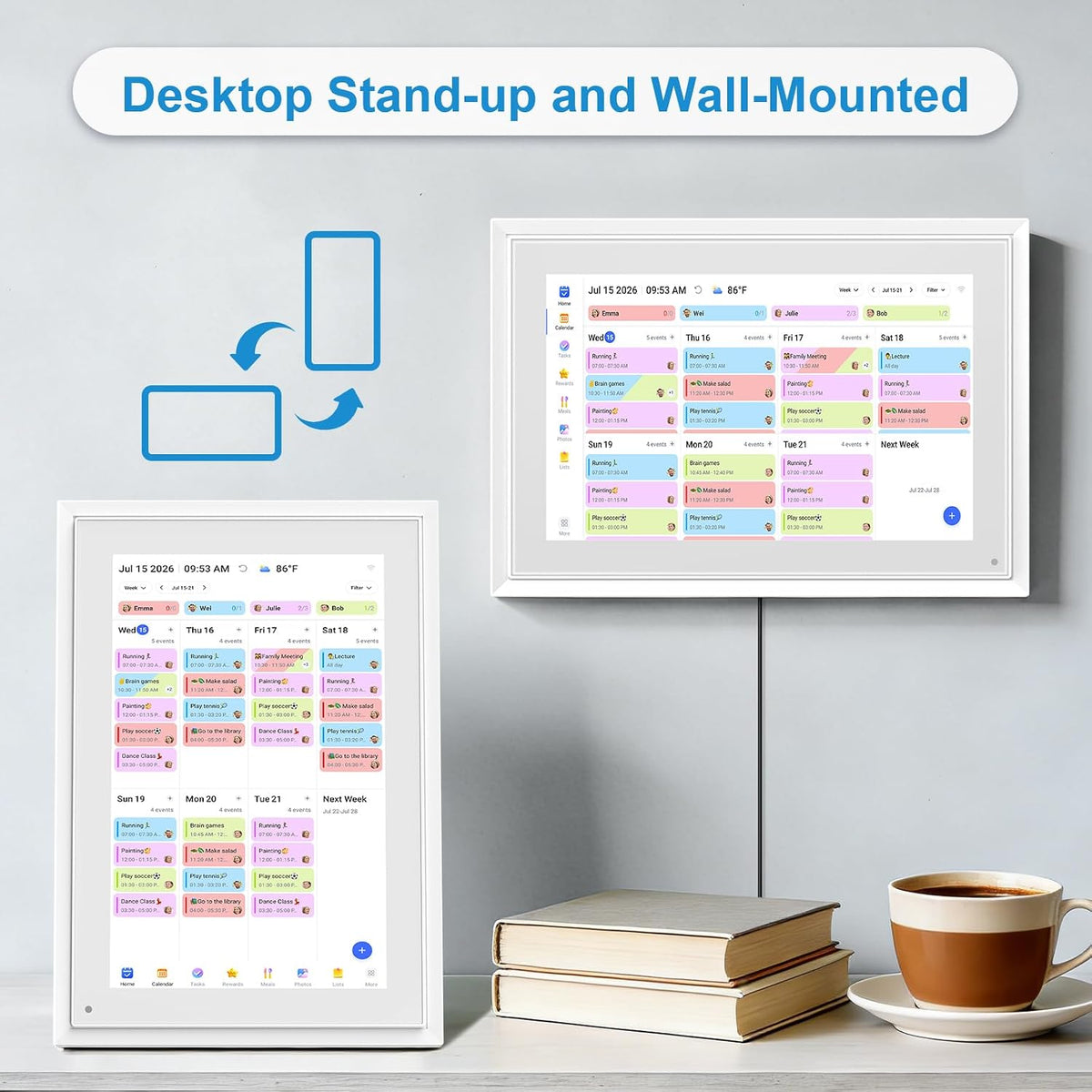 10.1 Inch Digital Calendar+Digital Picture Frame, 2026 Desk Calendar Smart WiFi Planner & Chore Chart, IPS HD Interactive Touchscreen Display Gifts for Women Men, Gifts for Mom Dad