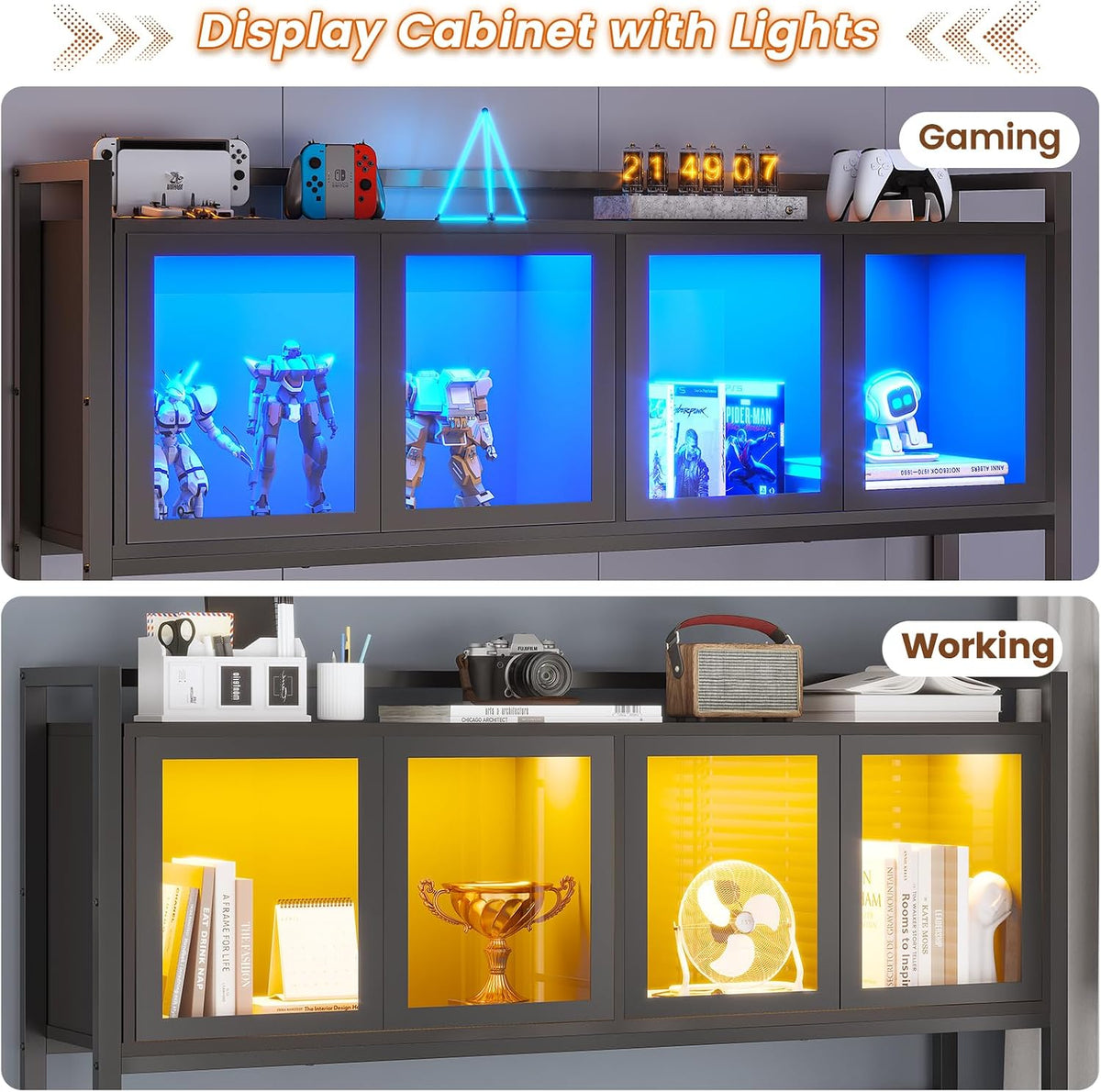 SEDETA L Shaped Gaming Corner Desk with Drawers, Hutch and Storage Shelves