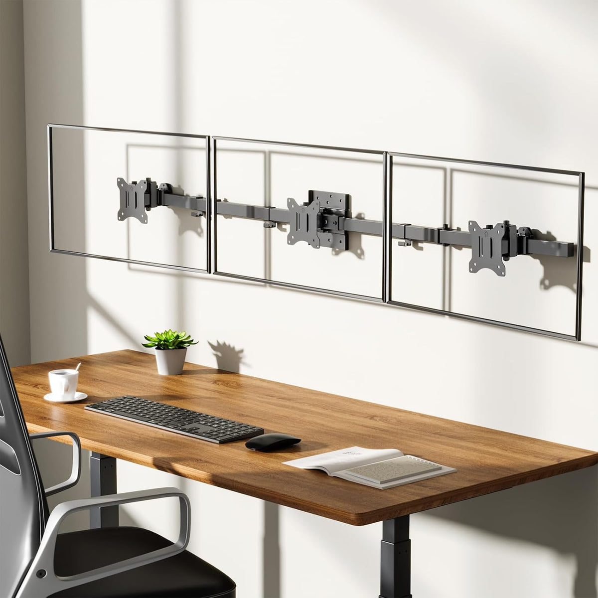 WALI Triple Monitor Wall Mount for 17 to 32 inch Screens, up to 15.4lbs