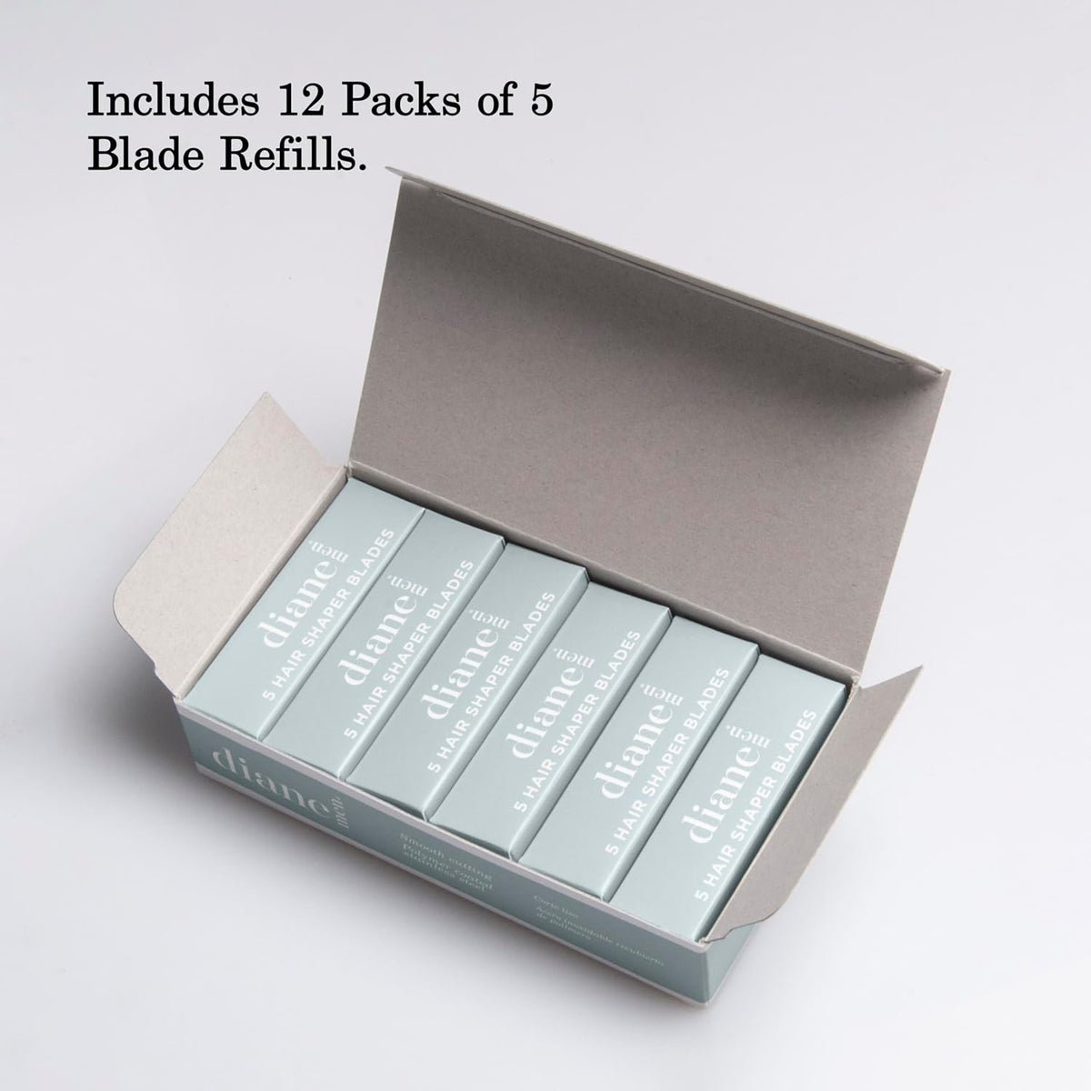 Diane Hair Shaper Razor Blades, Stainless Steel Barber Refills, 60-Pack
