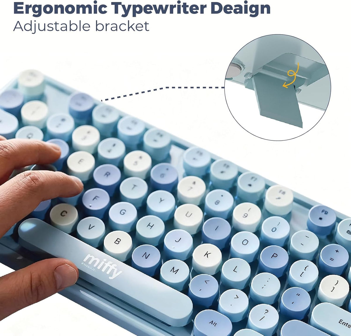 Miffy 104-Key Wireless Keyboard & Mouse Combo with Large Light Blue Desk Pad - Ergonomic Computer Accessories for Office/Home, Cute Kawaii Design - Light Blue