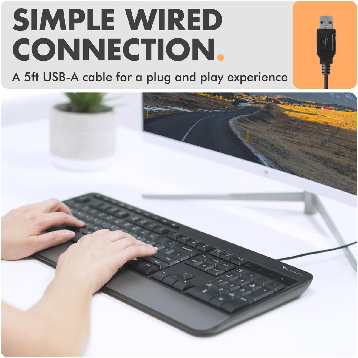 X9 Wired Ergonomic Keyboard - Comfortable Typing - Ergonomic Full Size USB Keyboard with Wrist Rest, Number Pad, Multimedia and 114 Keys - External Computer Keyboard for Laptop, Desktop and Office PC
