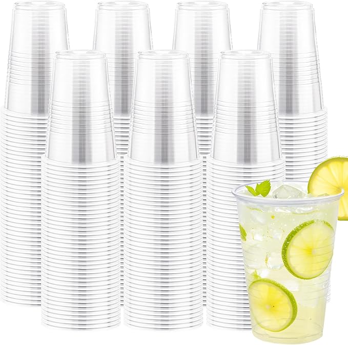Lamosi 1000 Pack 12 oz Clear Plastic Cups, 12 Ounce Disposable Drinking Cups |