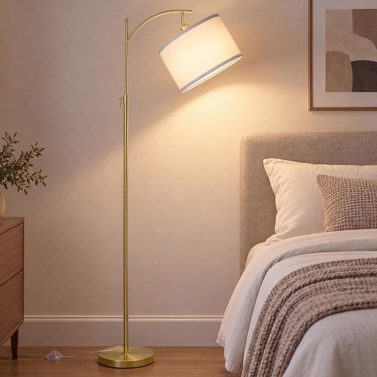 Upgraded Gold Arc Floor Lamp Adjustable Height 55-63in, 3 Color 9W LED Bulb