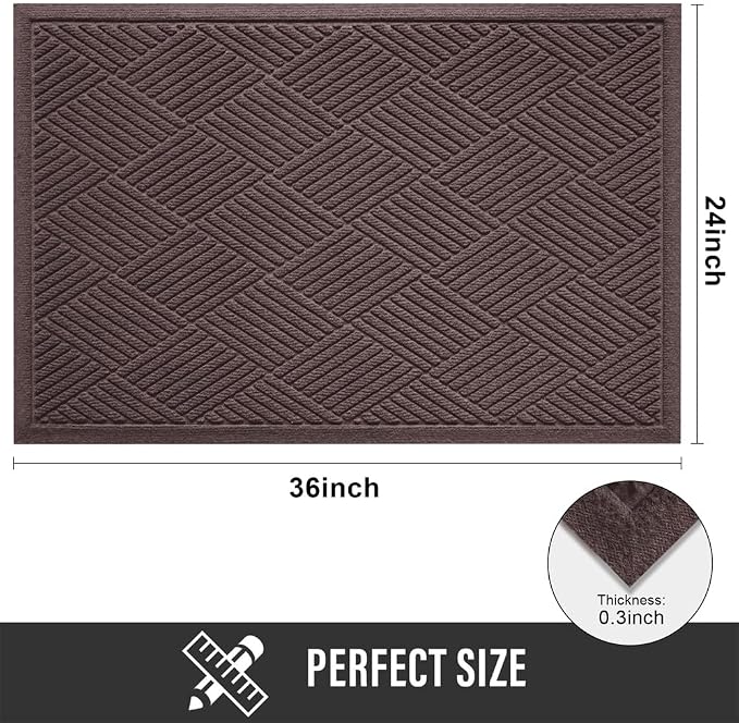 HIYARD Sturdy Front Door Mat, Absorbent Muddy Dirt Resist Welcome Door Mats
