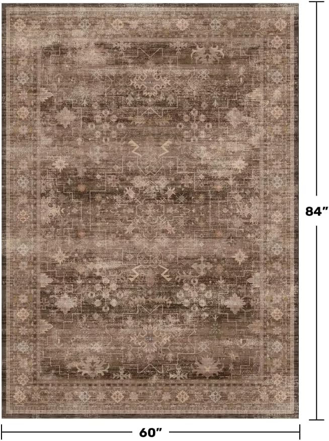 Hazo Haus Boho Taupe Brown 5x7 Living Room Rug