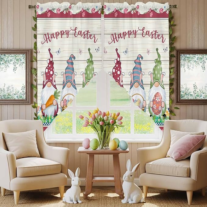 Swag Curtain, Happy Easter Gnomes